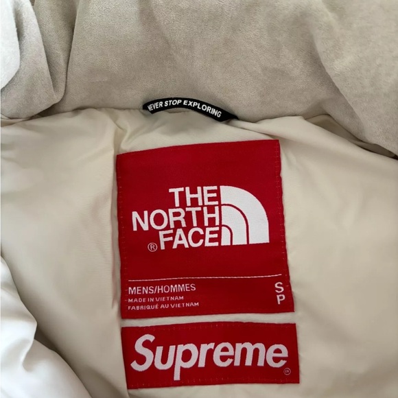 NWT Supreme The North Face Suede Nuptse Jacket Stone - Picture 8 of 11